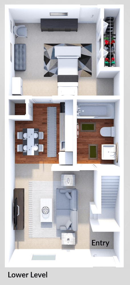 Floor plan for 2 beds, 2 baths, 800 sqft